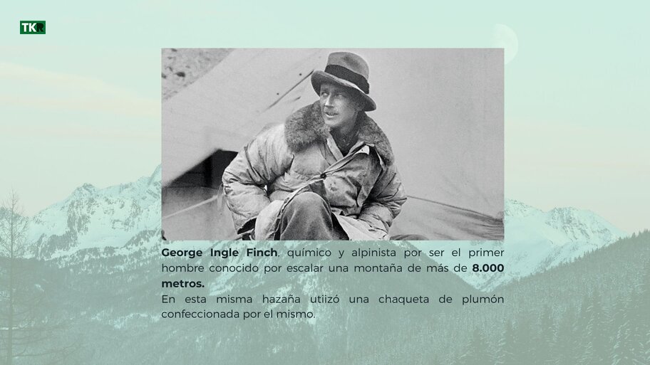 George Finch con su chaqueta Eiderdown